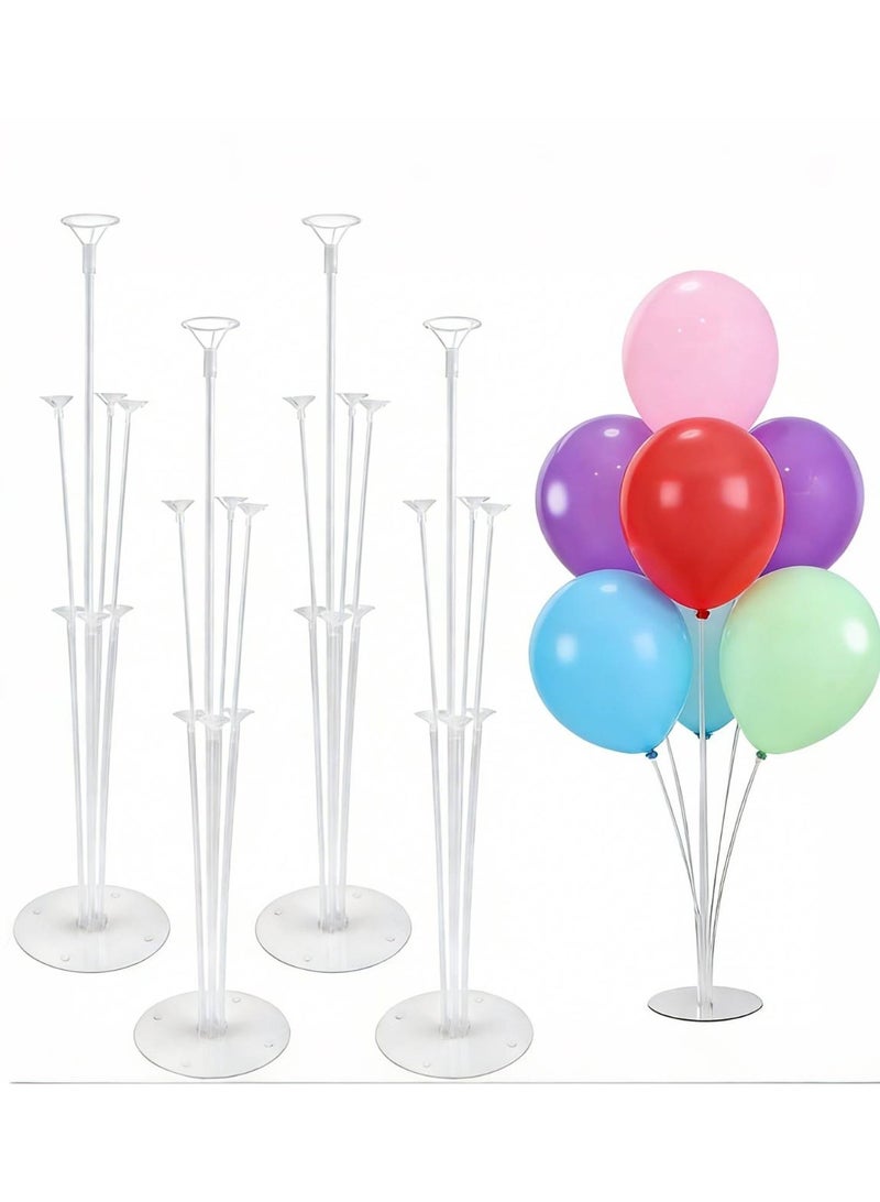 4-Pack Balloon Column Stand Kit Set, 70cm Table Floor Balloon Stand Holder with 7 Pcs Balloon Cups and Sticks Per Set for Birthday, Anniversary, Baby Shower, Wedding, Graduation, Party Decorations, Including 10 Macaron Balloons - Image 1